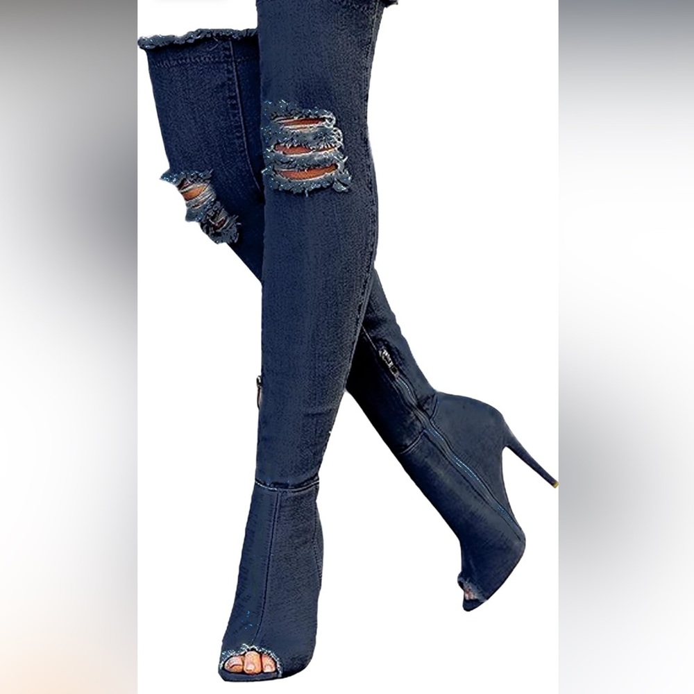 Stylish Denim Heeled Boots